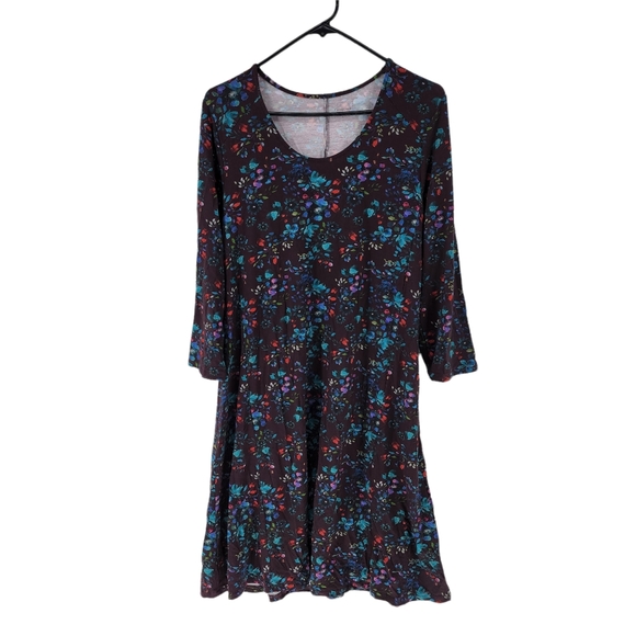 Hill Dresses Hill Womens Floral Seamed Knit Trapeze